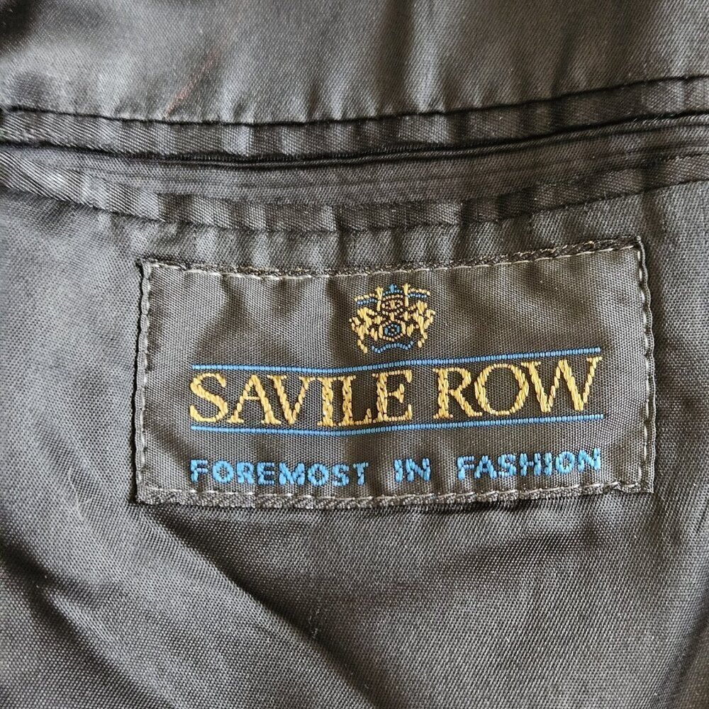 Savile Row Blazer Mens US 46 Black Gray Wool Alpaca Lined 2B Ventless Vtg FLAWS - Picture 4 of 16
